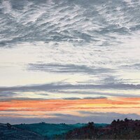 Lever du jour n°18, huile sur bois, 36x63cm, 2012