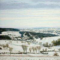 Neige à Montchal, huile sur bois, 83x122cm, 2000