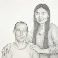 Portraits de Kanyapak Suansé et de Mathias Munier, crayon sur papier, (…)