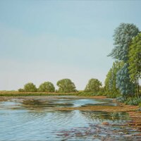 L'étang de la ferme neuf Le Landay, huile sur toile, 114x146cm, 2005