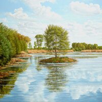 Le gardien de l'étang neuf Peloux, huile sur toile, 114x146cm, 2006