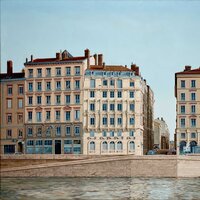 Lyon, quais de Saône, la rue Ste Hélène, huile sur toile, 110x150cm, 1989